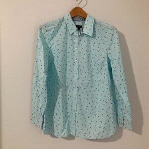 Talbots Women Size M Nautical Preppy Button Down Long Sleeves Blouse Shirt Blue